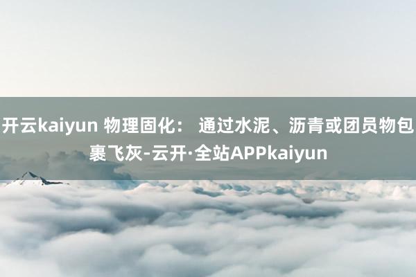 开云kaiyun 物理固化： 通过水泥、沥青或团员物包裹飞灰-云开·全站APPkaiyun