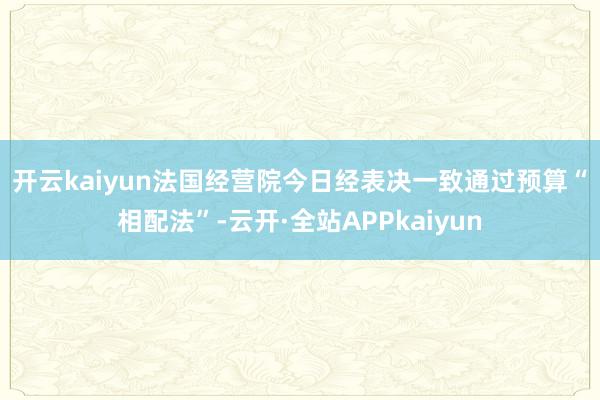 开云kaiyun 法国经营院今日经表决一致通过预算“相配法”-云开·全站APPkaiyun