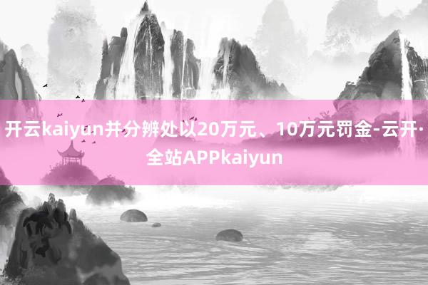 开云kaiyun并分辨处以20万元、10万元罚金-云开·全站APPkaiyun