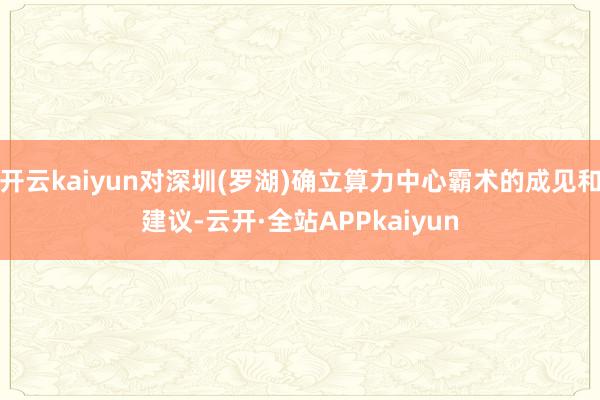 开云kaiyun对深圳(罗湖)确立算力中心霸术的成见和建议-云开·全站APPkaiyun